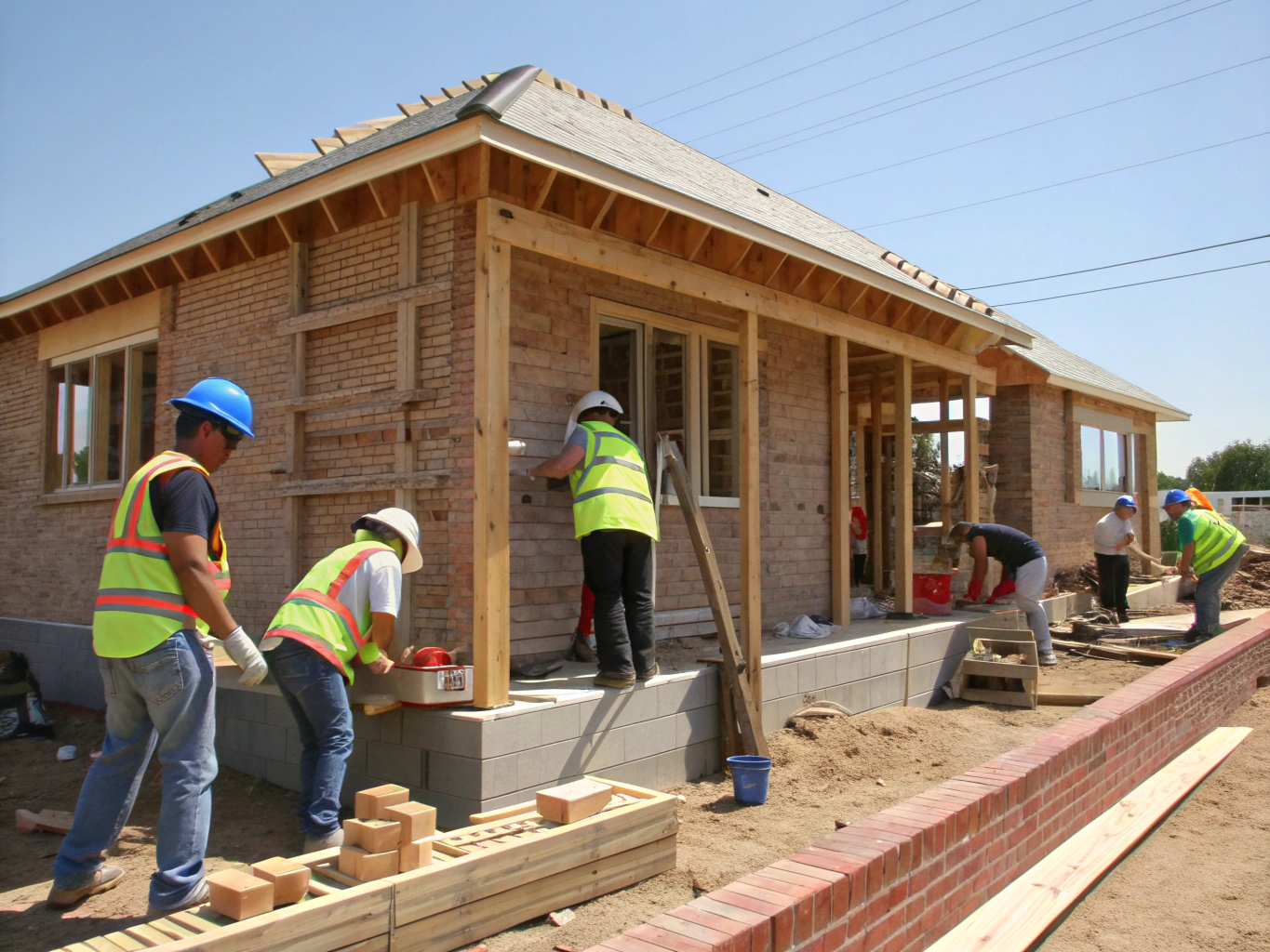 Bonafide Builders construction team working on an active residential framing job site in North Carolina