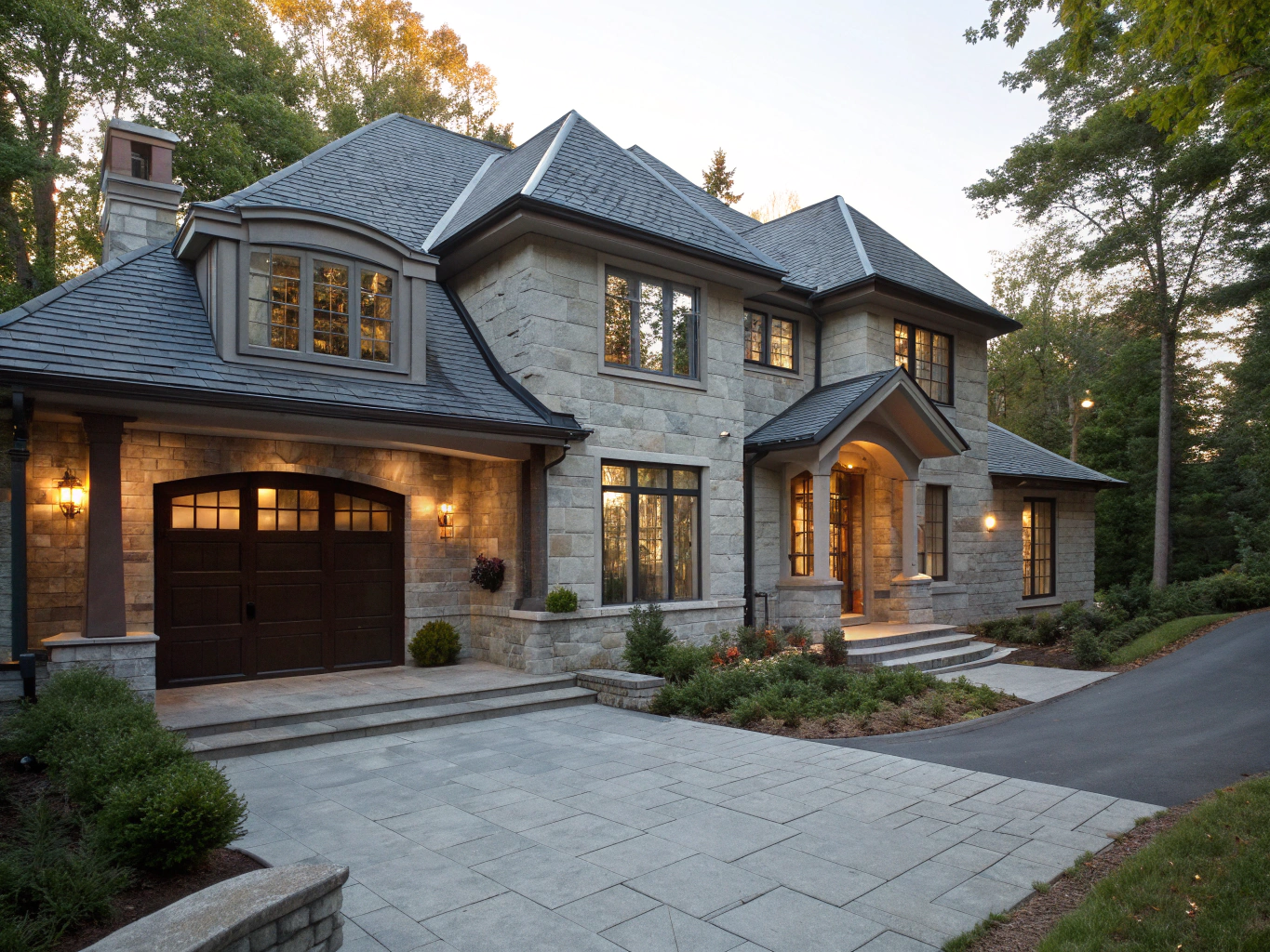 Modern North Carolina custom home build showcasing timber accents, immaculate siding, and panoramic windows